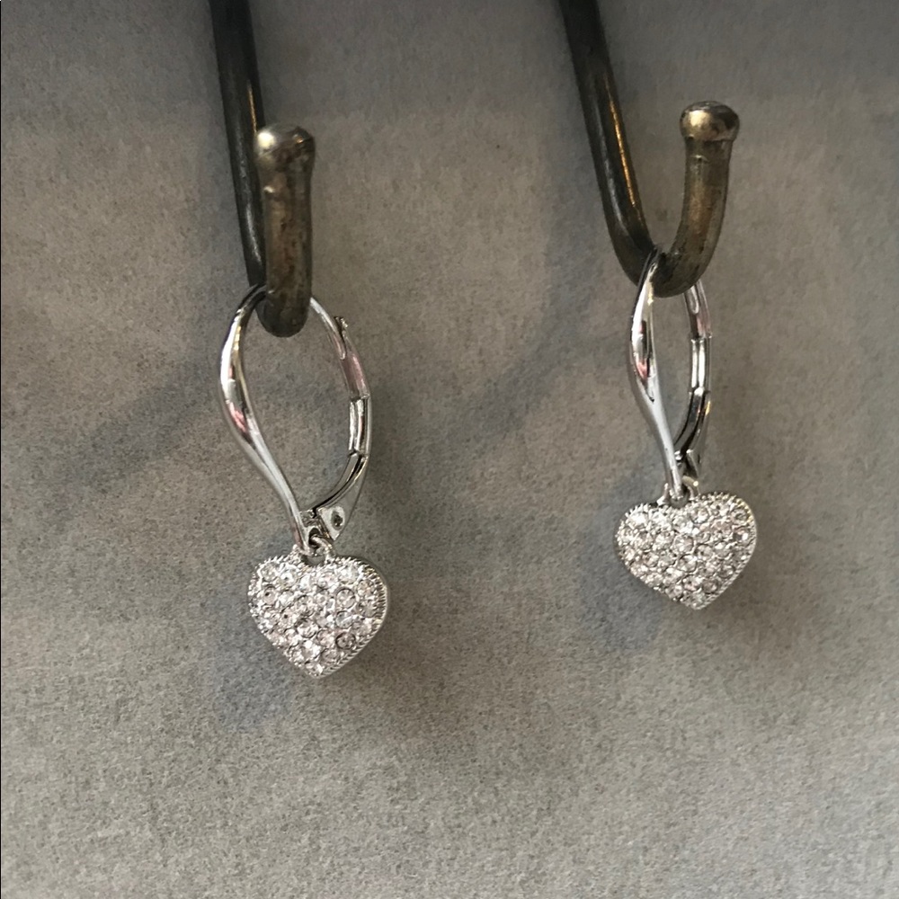 Sparkly Heart Drop Earrings